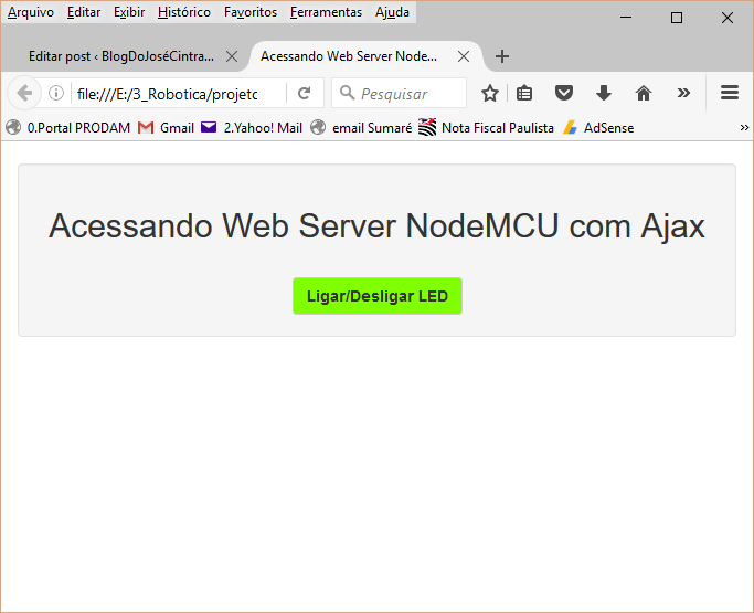 Acessando NodeMCU web server com Ajax