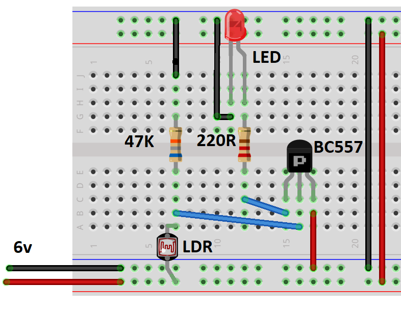 Montagem LED controlado por LDR