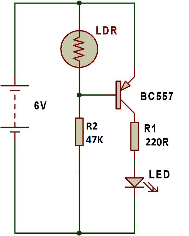 Esquema LDR controlando LED